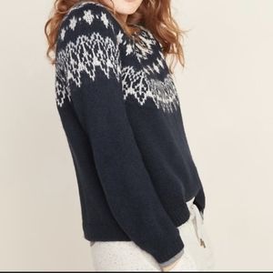 Old Navy Cozy Crewneck Blue Fair Isle Pull-Over Sweater